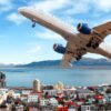 Iceland & London Airplane above Reykjavik town Island
