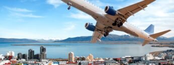 Iceland & London Airplane above Reykjavik town Island